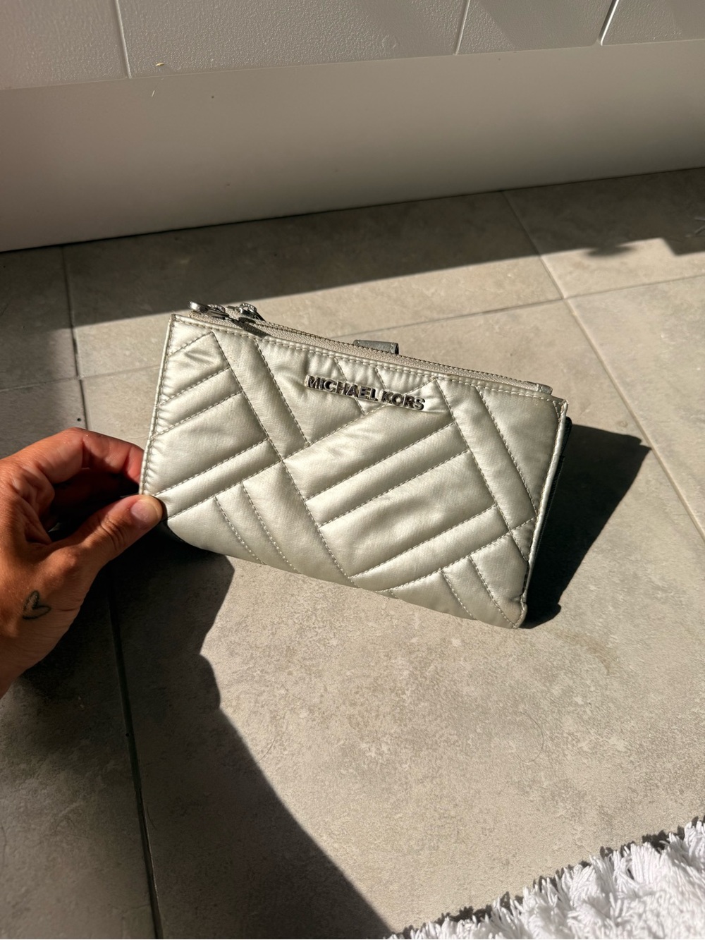 Michael Kors Quilted Metallic Silver Wallet